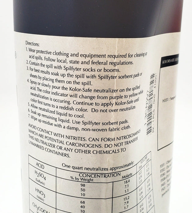 Acid Neutralizer Spilfyter Kolor-Safe Liquid Neutralizer 1/2 Gallon 64oz 3