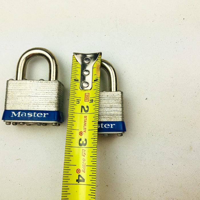 2ct Vintage No 1 Master Lock Padlock 1-1/4" Shackle New Keyed Alike 2570 Blue 7