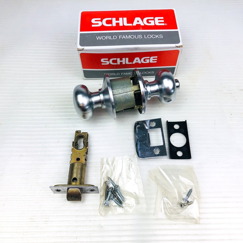 Schlage Privacy Locking Latch Doorknob F40N-00-PLY-626 Satin Chrome New NOS