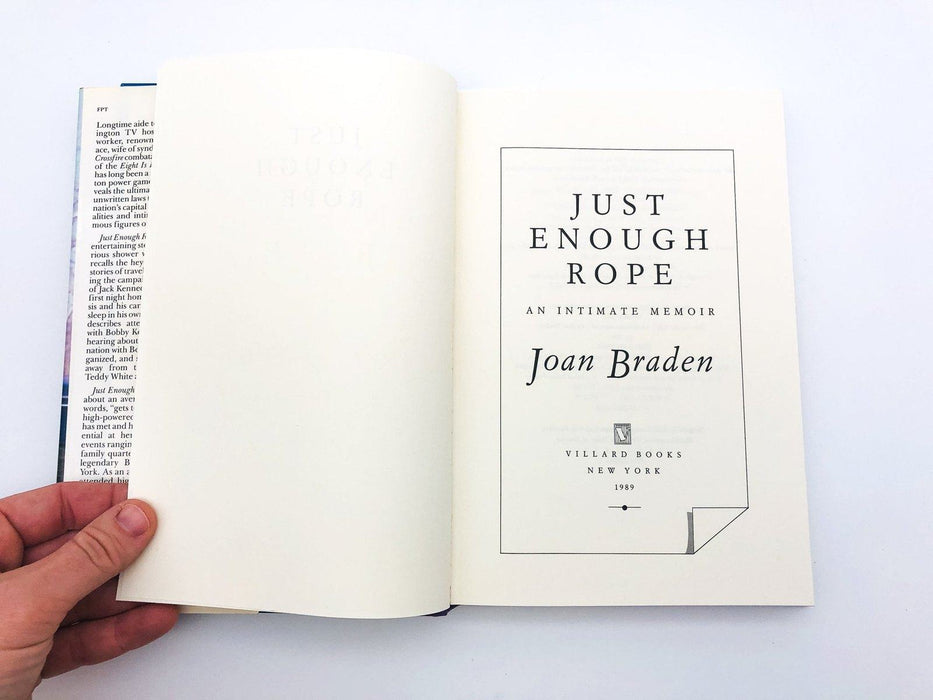 Just Enough Rope Hardcover Joan Braden 1989 Public Relations Washington DC 7