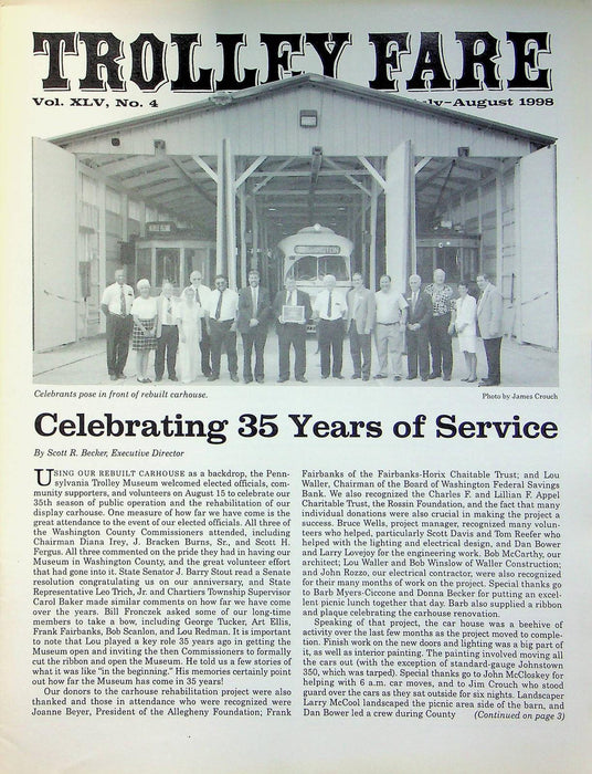 Trolley Fare Magazine August 1998 35 Years of Service PA Railway Museum