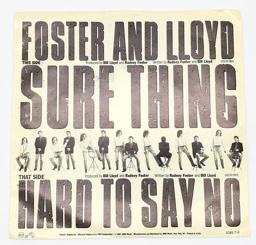 Foster And Lloyd Sure Thing 45 RPM Single Record RCA 1987 5281-7-R 1