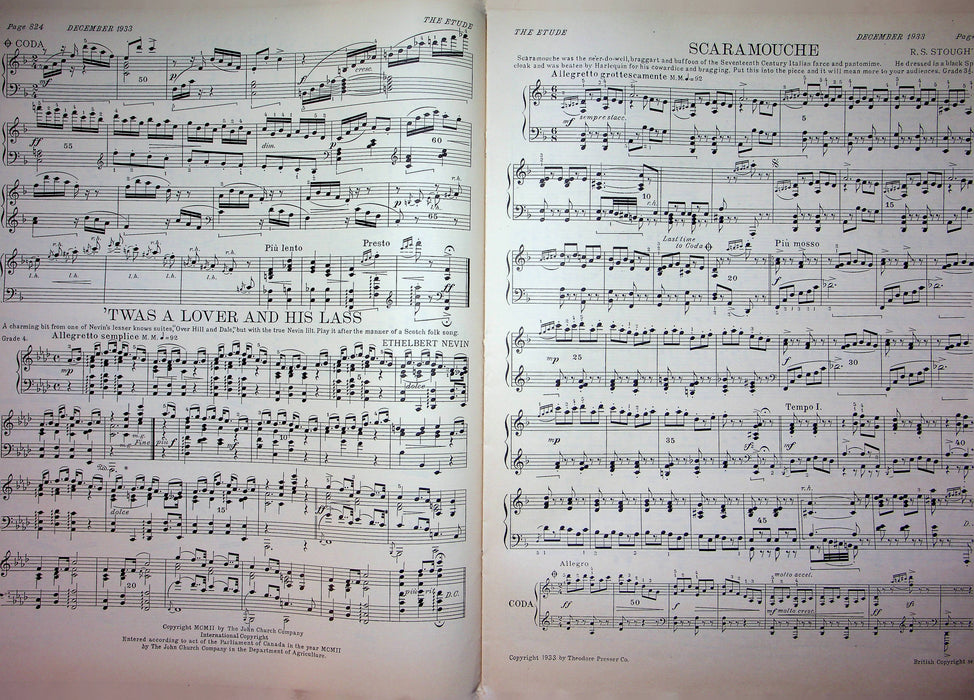 Scherzo Sonato Op 28 Sheet Music Piano Song Beethoven Chopin 1933 Etude Mag 3