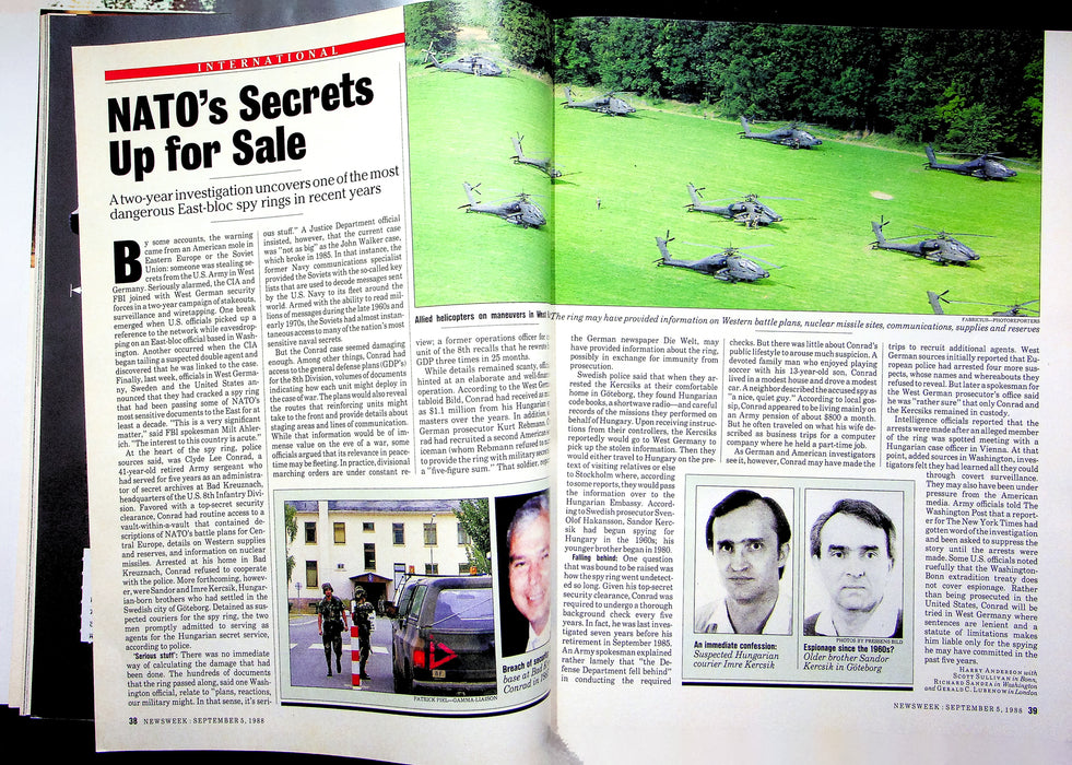 Newsweek Magazine September 5 1988 Special 1960s Vietnam War NATO Spy Ring 4