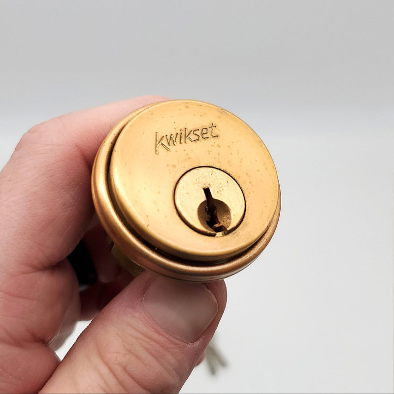 Kwikset Mortise Lock Cylinder No 362 Satin Bronze 1-3/8" Length 2 Keys NOS