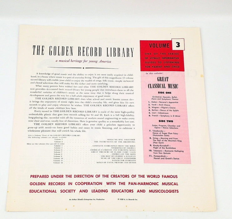Great Classical Music Volume 3 Record 33 RPM LP Golden Record Library 1959 6