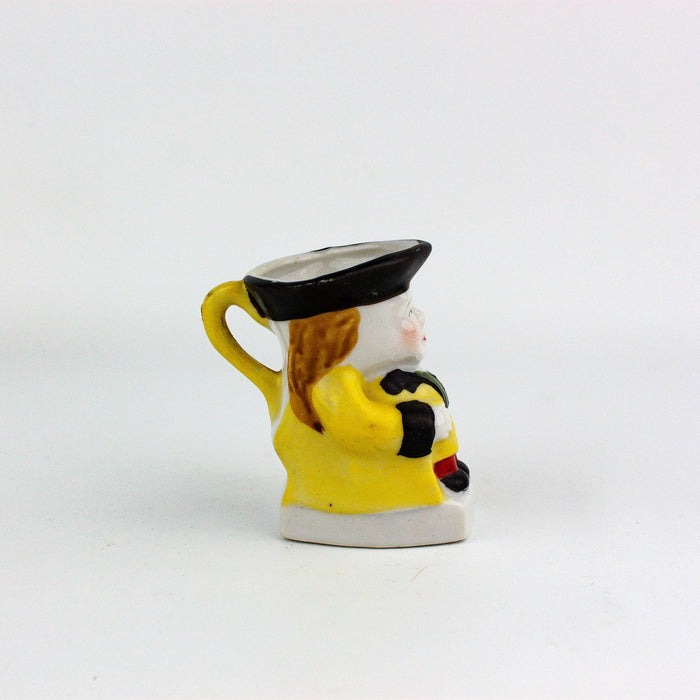 Occupied Japan Toby Style Man Yellow Jacket Creamer Pitcher 3 Inches 4