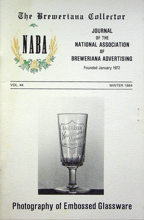 Breweriana Collector Magazine Winter 1984 Photography of Embossed Glassware