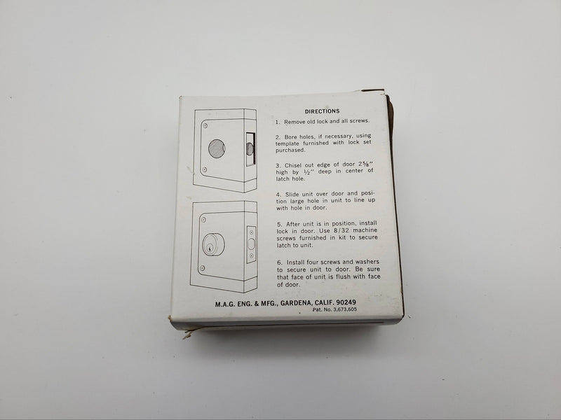 MAG Install A Lock Door Reinforcer Satin Brass 5-B 1-3/8" DR 2-3/8" BS NOS