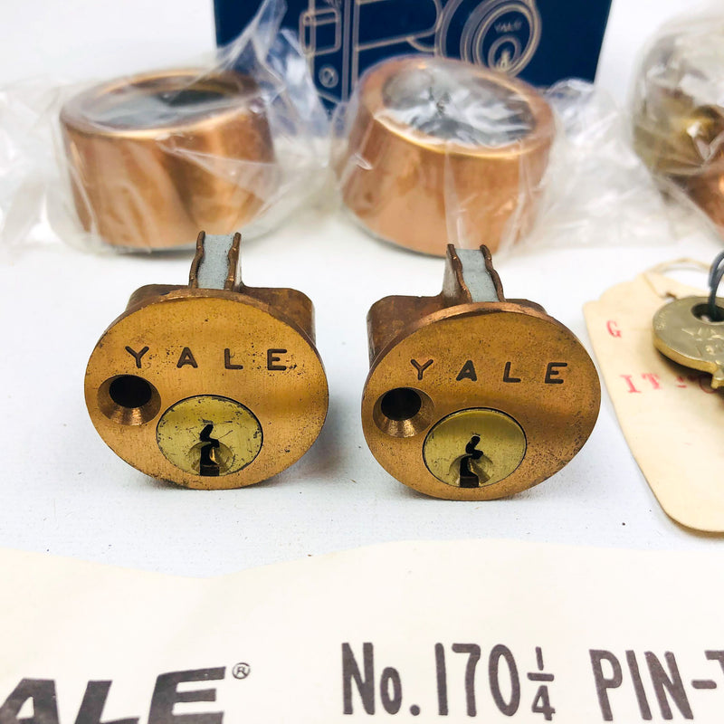 Yale Tubular Mortise Deadlock 6 Pin Cylinder Locks 170 1/4 US10 Satin Brass NOS