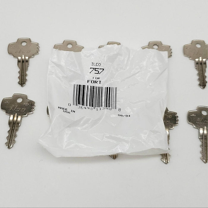 10x Ilco 757 Key Blanks 757 Keyway Nickel Plated 4 Pin Dominion Lock / Fort NOS