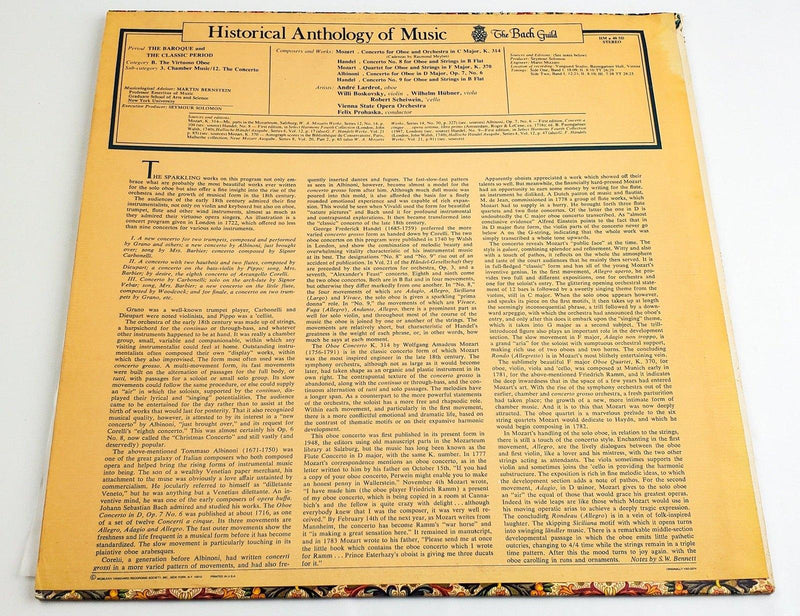 André Lardrot & Felix Prohaska The Virtuoso Oboe 33 RPM LP Record Vanguard 1974 2