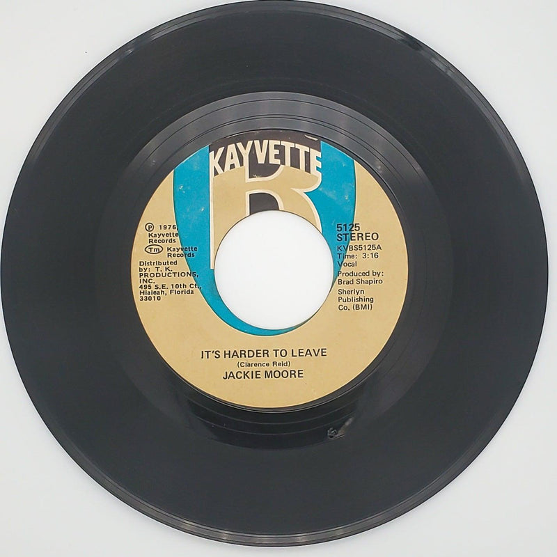Jackie Moore It's Harder To Leave Record 45 RPM Single 5125 Kayvette 1976 2