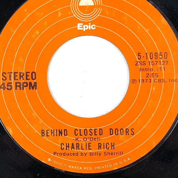 Charlie Rich 45 RPM Record Behind Closed Doors / A Sunday Kind of Woman Epic 1