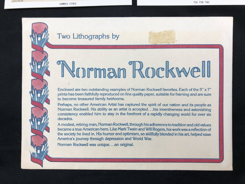 Norman Rockwell Lithograph Prints Summer Stock Tea for Two 5x7 Original Envelope