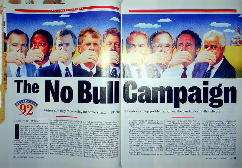 Newsweek Magazine October 14 1991 Presidential Campaign John Cheever Novelist