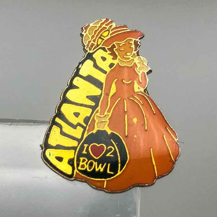 Atlanta Georgia Bowling Lapel Pin Pinback I Love To Bowl Vintage Southern Belle 5
