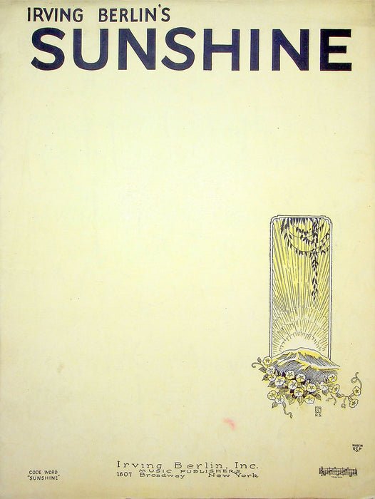 Sheet Music Sunshine Irving Berlin 1926 Piano Vocal Ukulele Song Moderate Tempo 1