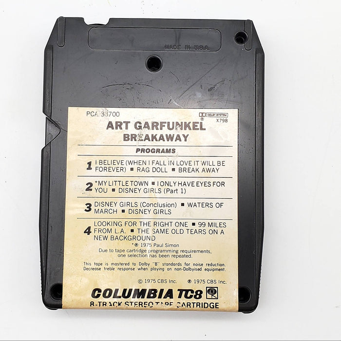 Art Garfunkel Breakaway 8-Track Tape Album Columbia 1975 PCA 33700