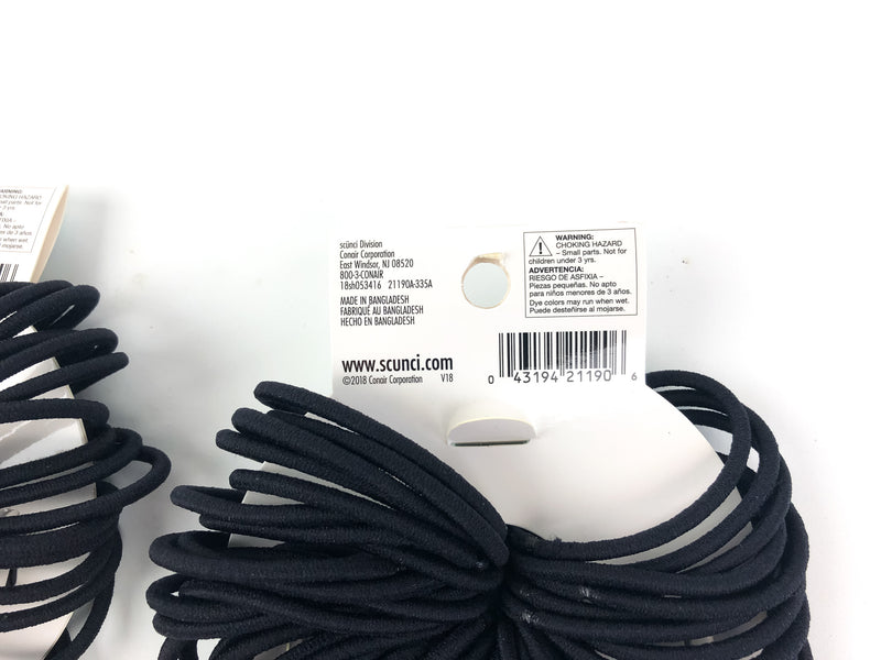 120-PK Scunci No Damage Ponytail Holder Elastics Rubber Bands Black 21190