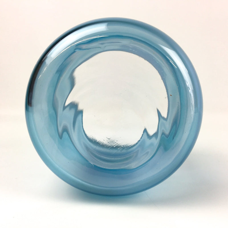 Vintage Princess House Apothecary Candy Jar Blue Iridescent Clear Lid 7.5" 7