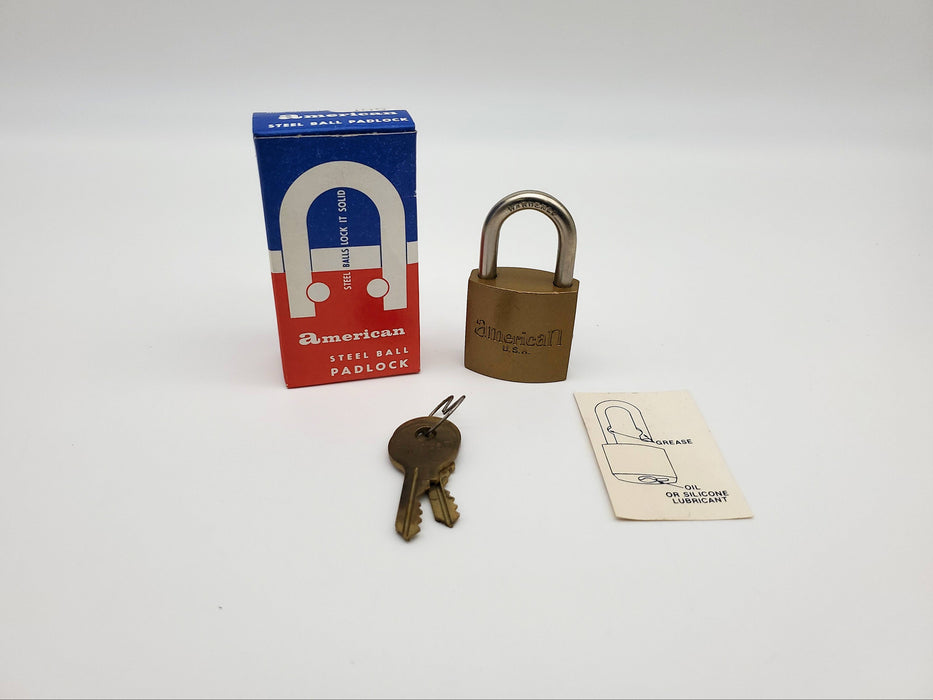 American Lock Padlock No 105 Solid Body 1.25" Shackle Brass Color USA Made NOS