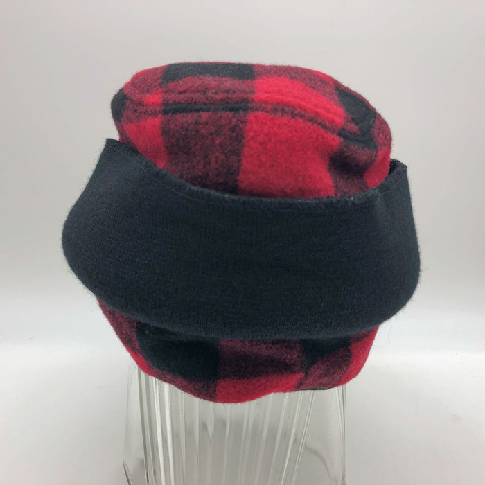 Dorfman Pacific Hat Medium Hunter Lumberjack Red Plaid Flannel Crown Cap Wool