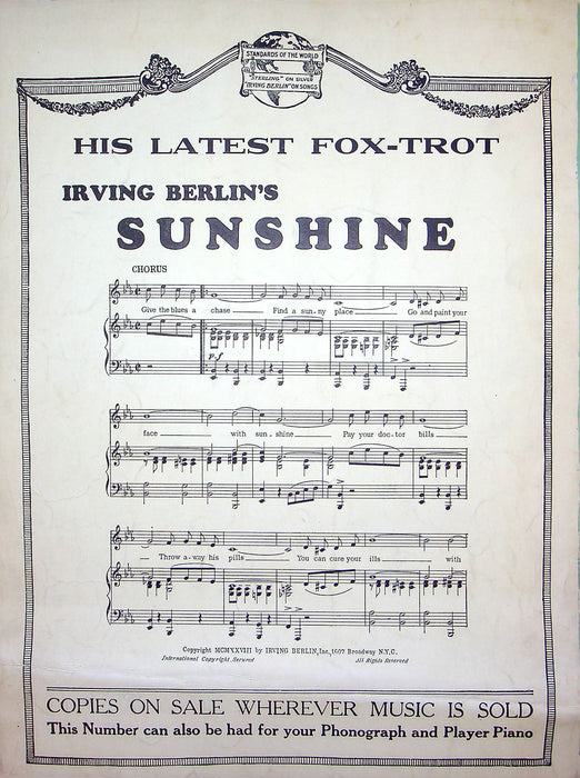 Sheet Music I Can't Do Without You Irving Berlin 1928 Piano Song 3