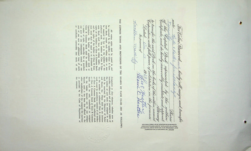 Reiter Dairy Company Stock Certificate Bond Scripophilly Akron Ohio 1968 No 330