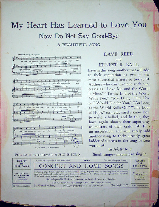 Sheet Music Id Love To Be Loved By A Girl Like You Jack Kingsley Mae Roland 1910 3