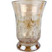 Large Art Glass Gold Copper Speckled Pillar Candle Vase 8" 1