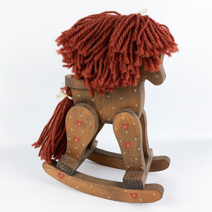 Small Wood Rocking Horse w/ Yarn Mane & Tail Decorative Folk Art