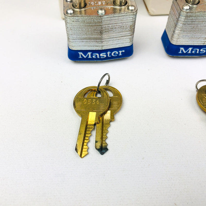 2ct Vintage No 3 Master Lock Padlock 1-7/8" Shackle Special New Keyed Alike 0536