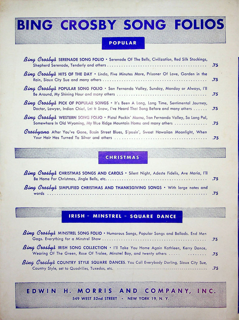 Sheet Music Don't Let The Stars Get In Your Eyes Perry Como Slim Willet 1952 3