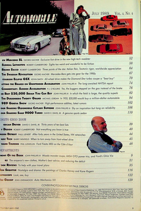 Automobile Magazine July 1989 Vol 4 # 4 Mercedes SL