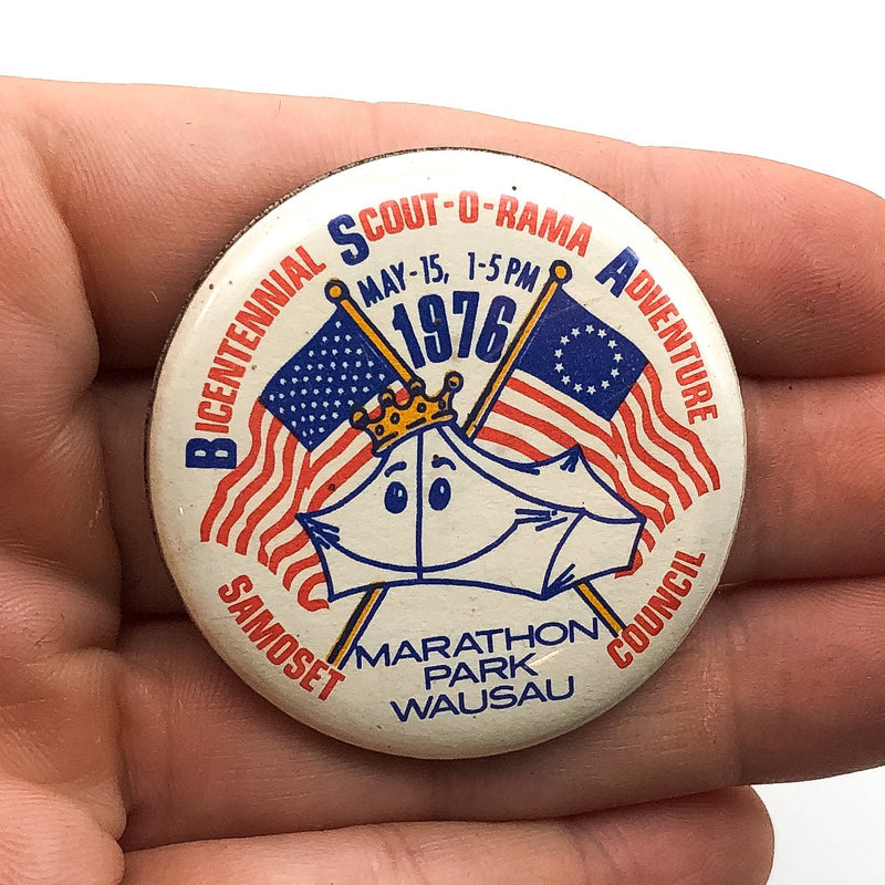 Samoset Council Scout-O-Rama Button Pinback 1976 Bicentennial Adventure 1
