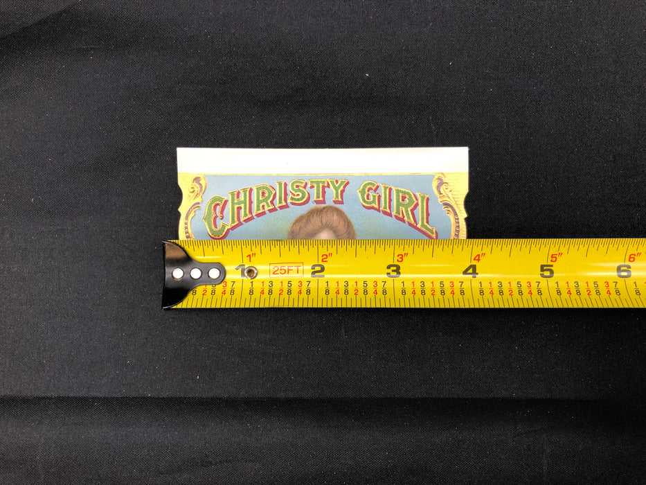 Christy Girl Cigar Label Box Wrapper Original Embossed Lithograph Unused Vintage