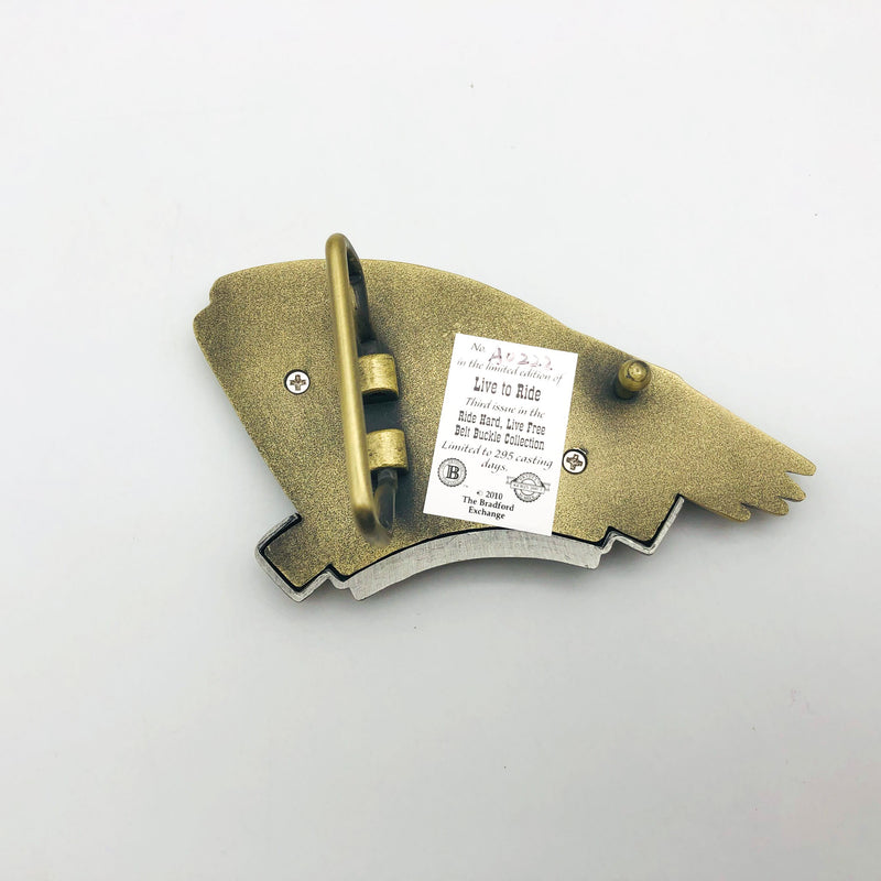 Pewter Belt Buckle Ride Hard Live To Ride Motorcycle Biker Eagle Skull Flames