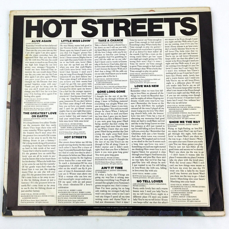 Chicago Hot Streets Record 33 RPM LP FC 35512 Columbia 1978 Gatefold 8