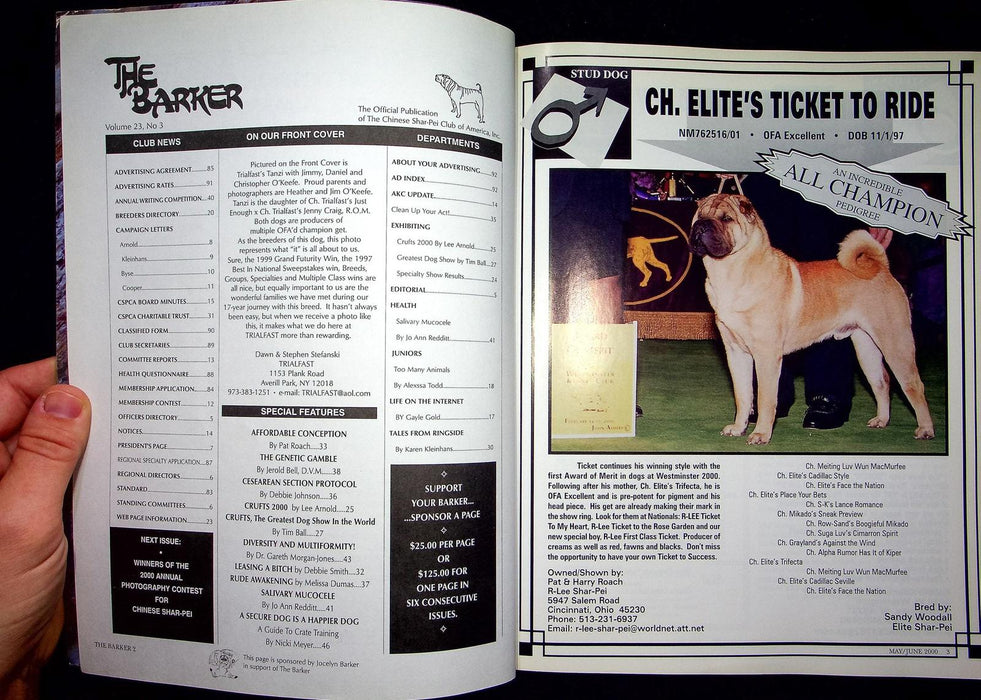 The Barker Magazine May June 2000 Shar-Pei Dog Show Salivary Mucocele Disease