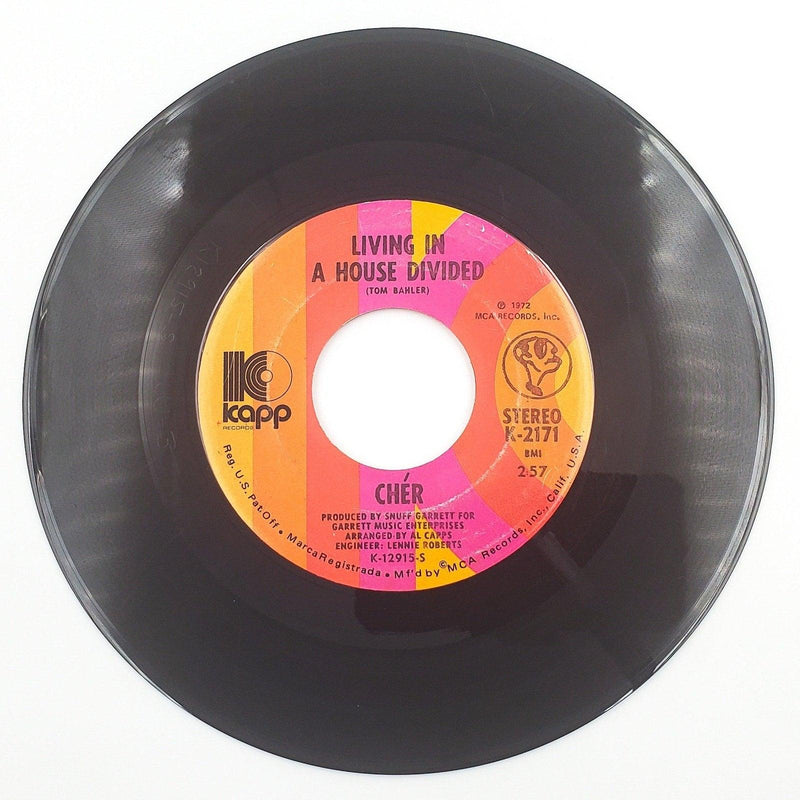 Cher Living In A House Divided 45 RPM Single Record Kapp Records 1972 1