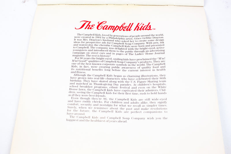 1990 Campbell's Tomato Soup Kid Wall Calendar Advertising Promo - Unused 12"x11"