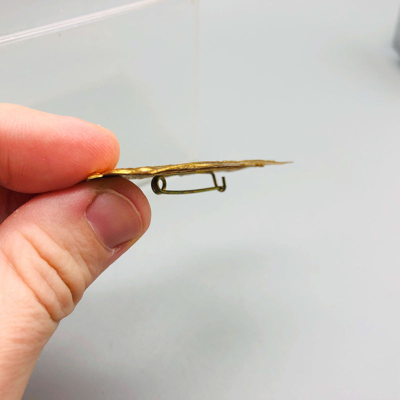 Ribbon Holder Pin Badge Vintage ID Name Tag Button Metal Superintendent Brooch