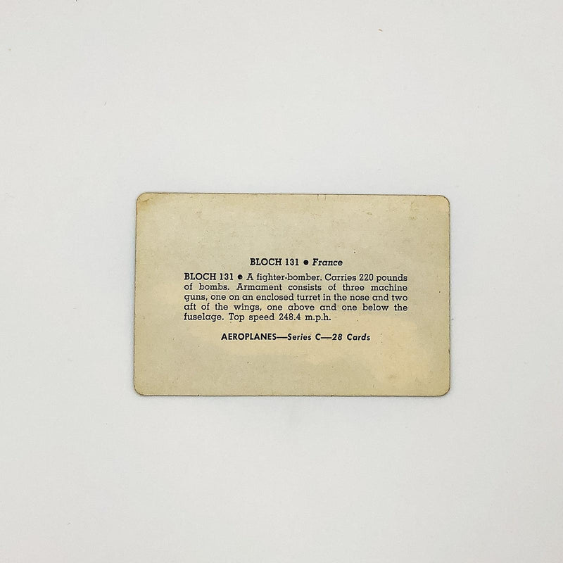 1940s Leaf Card-O Aeroplanes Card Bloch 131 Fighter Bomber Series C France WW2 3