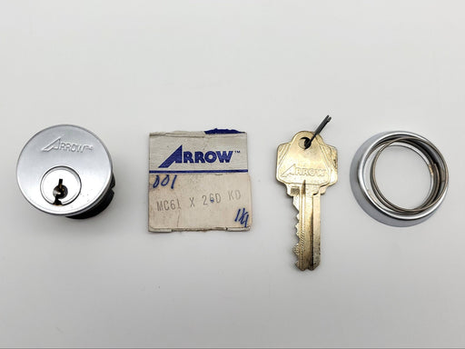 Arrow Mortise Cylinder Lock MC61 1-1/4" Length Satin Chrome 001 Cam NOS 2