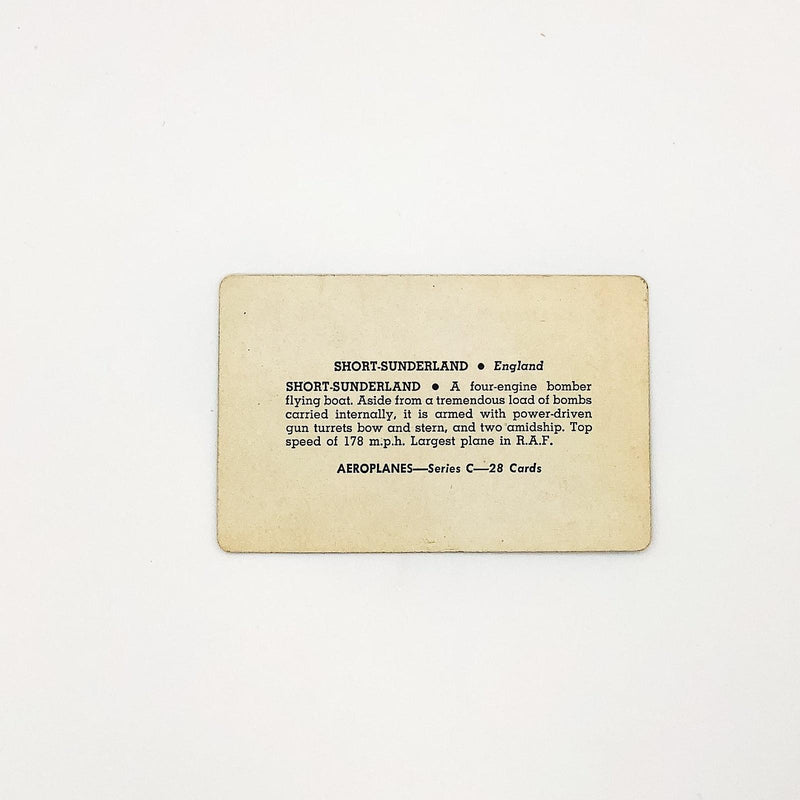 1940s Leaf Card-O Aeroplane Card Short-Sunderland Series C England World War 2 4