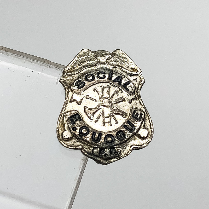 Vintage Fire Department Officer Mini Badge Pin Pinback East Quogue New York