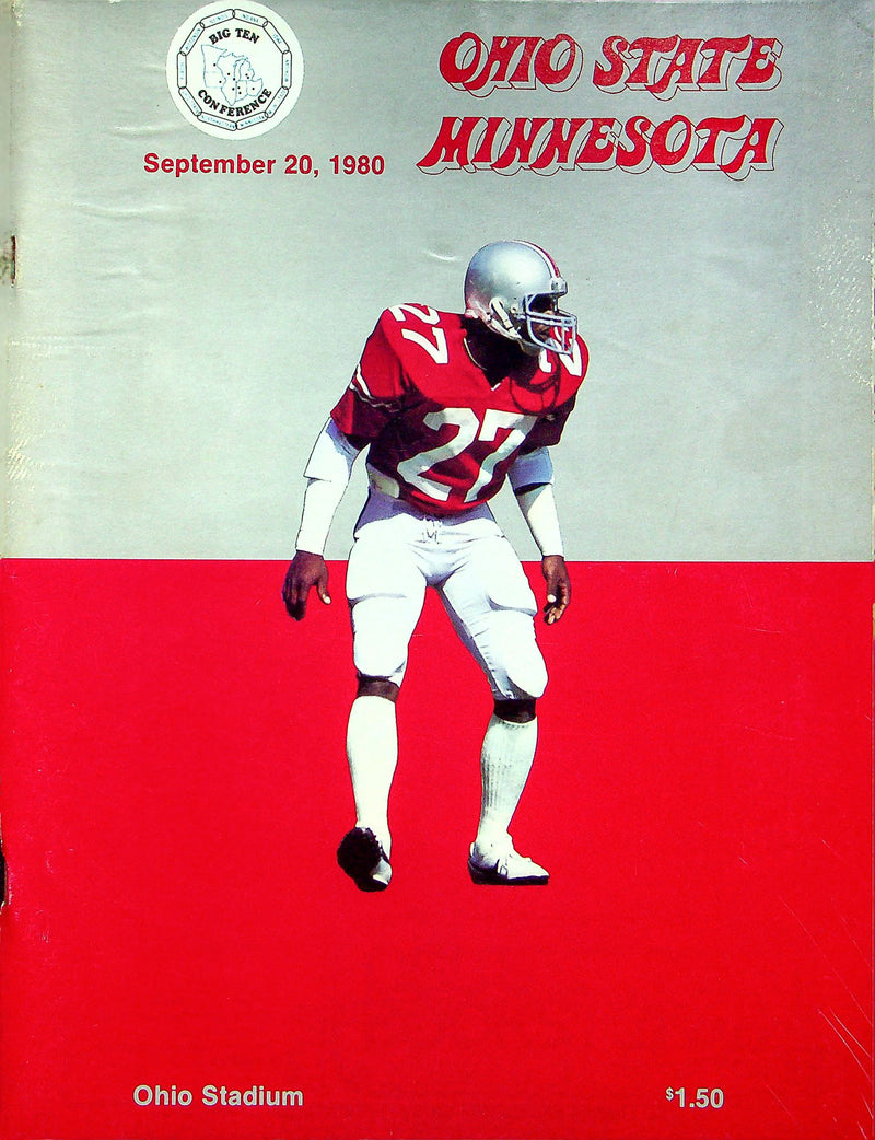 Ohio State Buckeye Football Program Sep 20 1980 Vs. Minnesota Golden Gophers