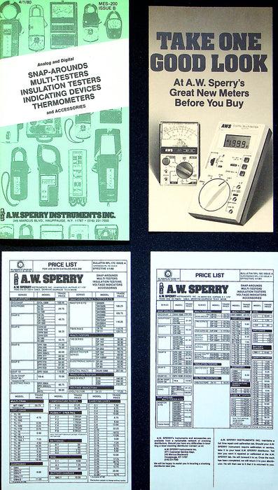 1980 A.W. Sperry Multimeter Multitester Mini Catalogs w/ Price List Lot of 2