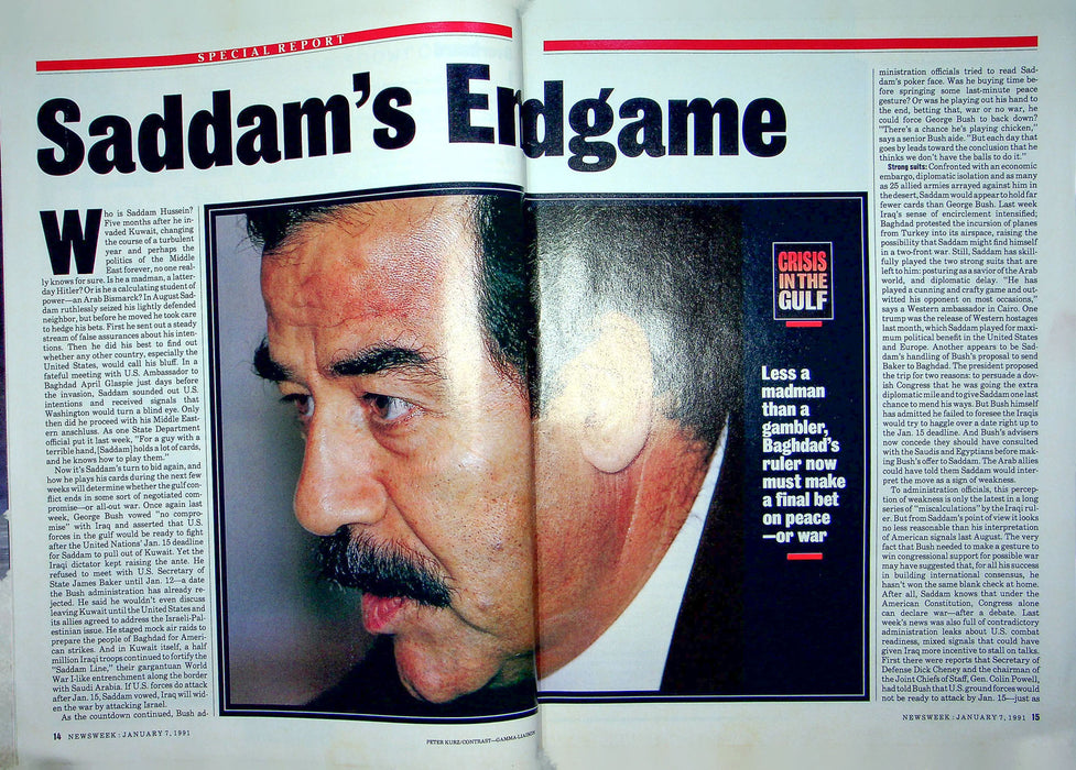 Newsweek Magazine January 7 1991 Saddam Hussein Iraq Kuwait Endgame Gorbachev